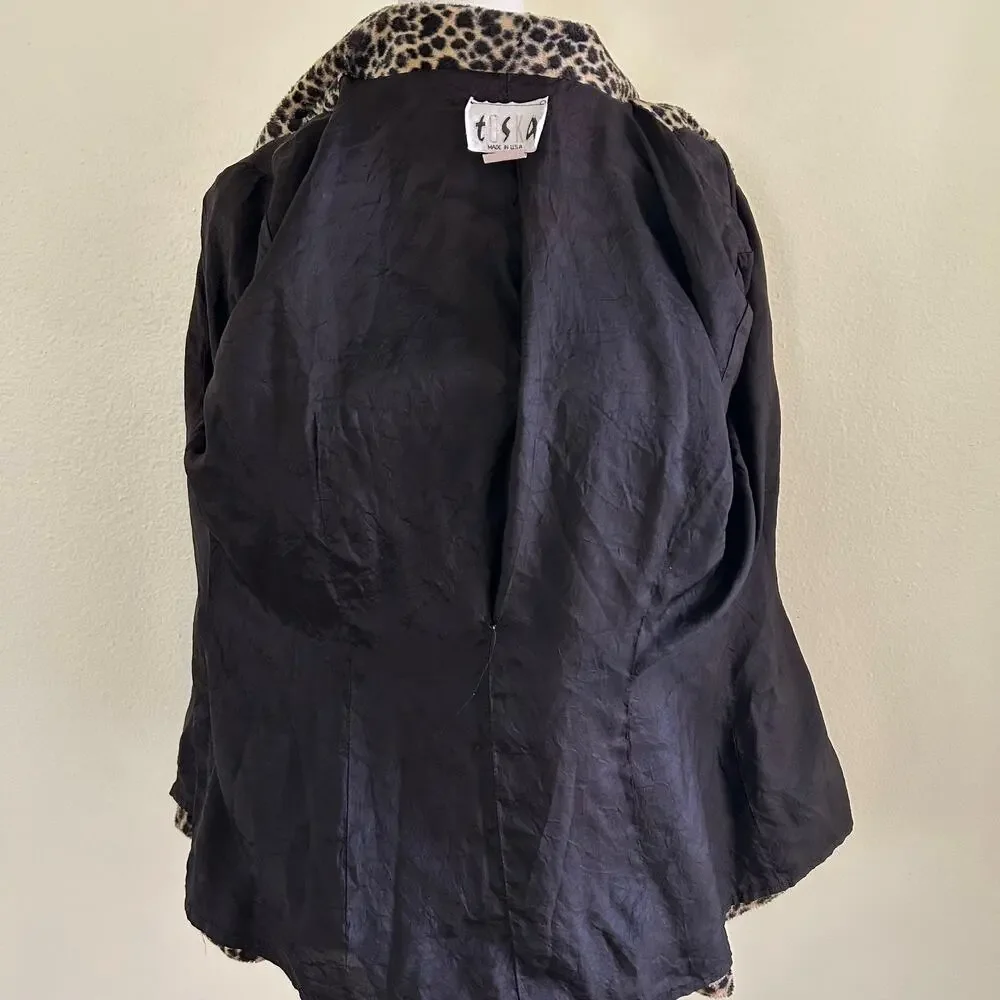 Womens Vintage Leopard Faux Fur Coat Cheetah Animal Print Y2K Mob Wife Glam
